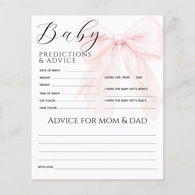 Roze lint moderne baby shower meisje spel (Voorkant)
