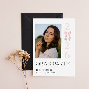 Roze Lint Moderne Foto Afstudeeraankondiging Briefkaart