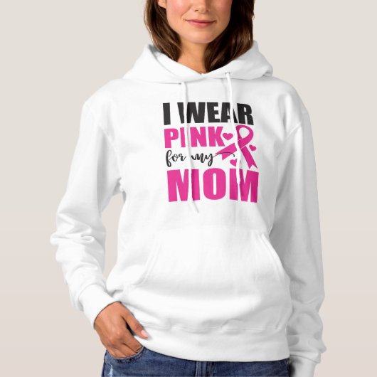 Roze lint moeder vechter krijger borstkanker hoodie (Voorkant)
