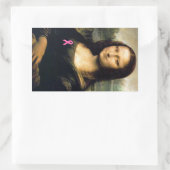 Roze lint Mona Lisa Rechthoekige Sticker (Tas)