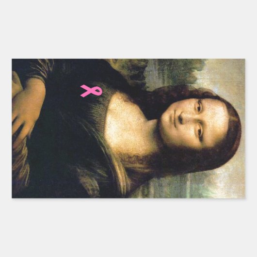 Roze lint Mona Lisa Rechthoekige Sticker (Voorkant)