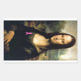 Roze lint Mona Lisa Rechthoekige Sticker