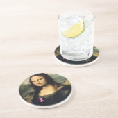 Roze lint Mona Lisa Zandsteen Onderzetter (Zijkant)