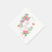 Roze lint monogram bruiloft servet (Hoek)