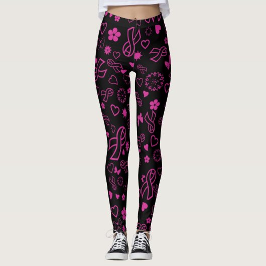 Roze lint multiprint...borstkanker leggings (Voorkant)