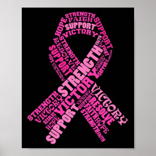 Roze lint Ondersteuning Borstkanker Awareness Mont Poster