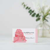 Roze lint ontwerper Cake Visitekaartje (Staand voorkant)