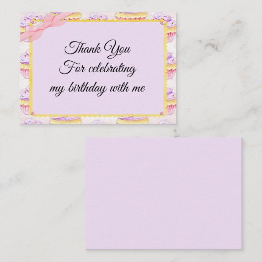 Roze lint op cupcake bedankt kaarten notitiekaartje (Voorkant / Achterkant)