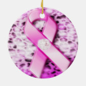Roze lint op luipaard keramisch ornament (Achterkant)