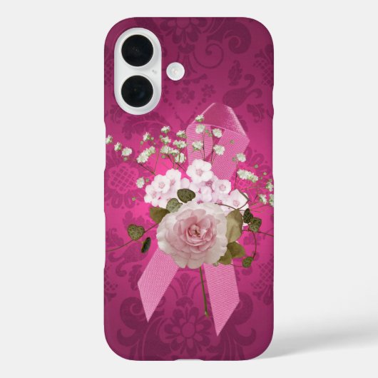 Roze lint op Magenta Damask Case-Mate iPhone Case (Achterkant)