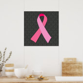 Roze lint op Midden Damast Poster (Keuken)