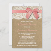 Roze lint op Vrijgezellenfeest met kraft en kant Kaart (Voorkant)