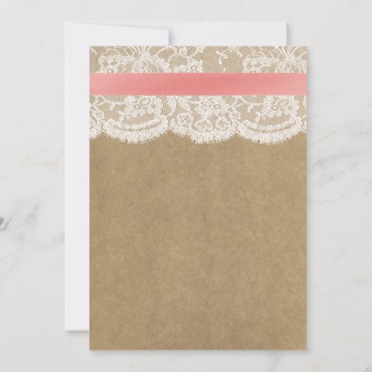 Roze lint op Vrijgezellenfeest met kraft en kant Kaart (Achterkant)