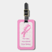 Roze lint overlevende borstkanker en roze grens bagagelabel (Voorkant verticaal)