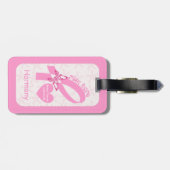 Roze lint overlevende borstkanker en roze grens bagagelabel (Achterkant horizontaal)