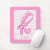 Roze lint overlevende borstkanker en roze grens muismat (Met muis)