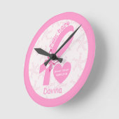 Roze lint overlevende borstkanker en roze grens ronde klok (Hoek)