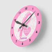 Roze lint overlevende borstkanker en roze grens ronde klok (Hoek)