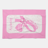 Roze lint overlevende borstkanker en roze grens theedoek (Horizontaal)