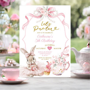 Roze Lint Parel Let's Par-tea Konijn Meisje Verjaa Kaart