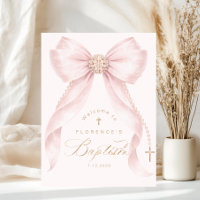 Roze lint Parels Meisje Doop Welkom