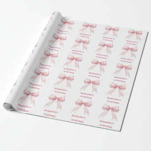 Roze lint parels verjaardag meisje cadeaupapier