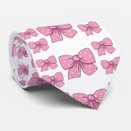 roze lint patroon stropdas (Opgerold)