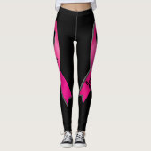 Roze lint Personaliseer 2 overlevende borstkanker Leggings (Voorkant)