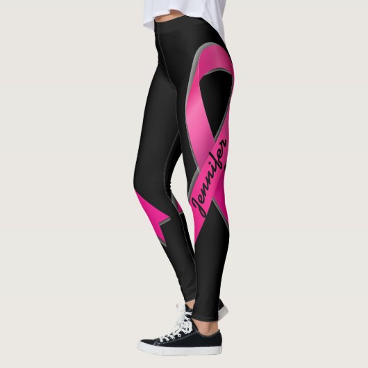 Roze lint Personaliseer 2 overlevende borstkanker Leggings (Links)