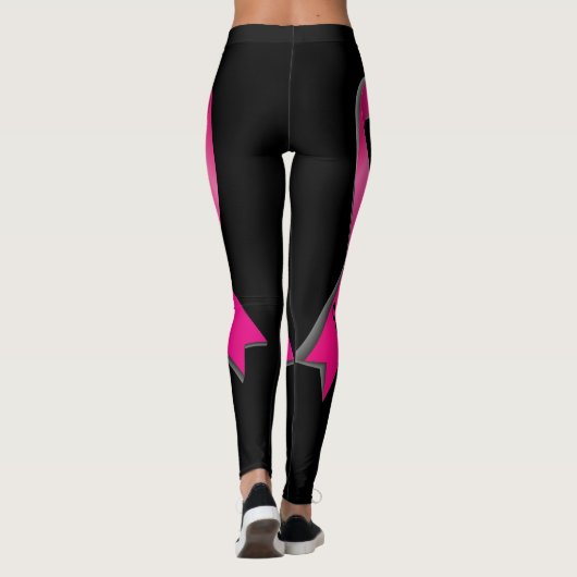 Roze lint Personaliseer 2 overlevende borstkanker Leggings (Achterkant)