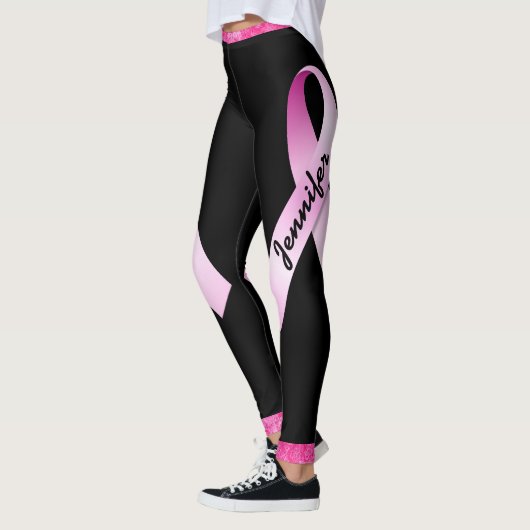 Roze lint Personaliseer borstkanker overlevende Leggings (Links)