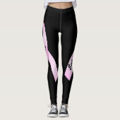 Roze lint Personaliseer borstkanker overlevende Leggings (Voorkant)