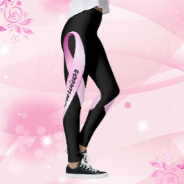 Roze lint Personaliseer borstkanker overlevende Leggings