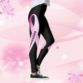 Roze lint Personaliseer borstkanker overlevende Leggings