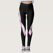 Roze lint Personaliseer Naam Breast Cancer Support Leggings (Voorkant)