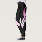 Roze lint Personaliseer Naam Breast Cancer Support Leggings (Links)