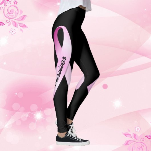 Roze lint Personaliseer Naam Breast Cancer Support Leggings