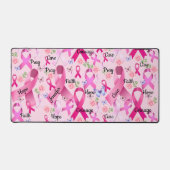 Roze lint Personaliseert woorden en naam borstkank Bureaumat (Voorkant)