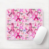 Roze lint Personaliseert woorden en naam borstkank Muismat (Met muis)