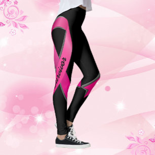 Roze lint personaliseren 2 borstkankeroverleving leggings