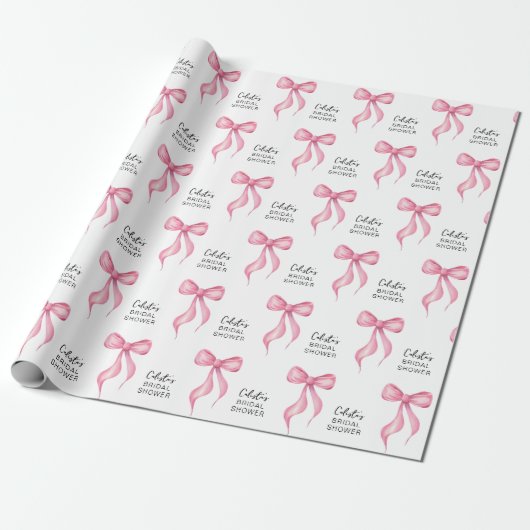 Roze lint Persoonlijke Bruidsdouche Cadeaupapier (Uitgerold)