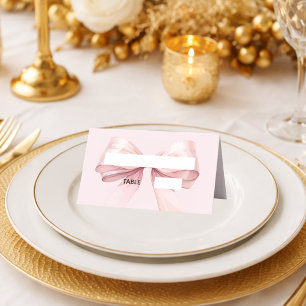 Roze lint plaatskaarten elegant gevouwen plaatskaartje