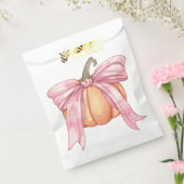 Roze Lint Pompoen, Coquette Herfst Pompoen Bow Bedankzakje (Gezegeld)