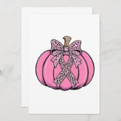 Roze lint pompoen gezicht Halloween borstkanker  Kaart (Voorkant / Achterkant)