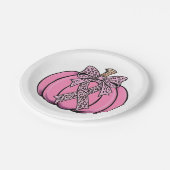 Roze lint pompoen gezicht Halloween borstkanker Papieren Bordje (Gekanteld)