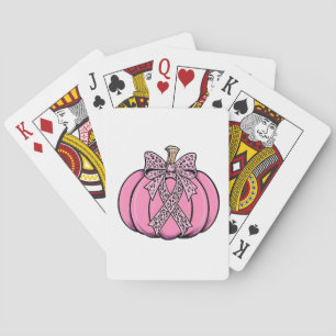 Roze lint pompoen gezicht Halloween borstkanker  Pokerkaarten