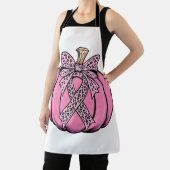 Roze lint pompoen gezicht Halloween borstkanker  Schort (Insitu)