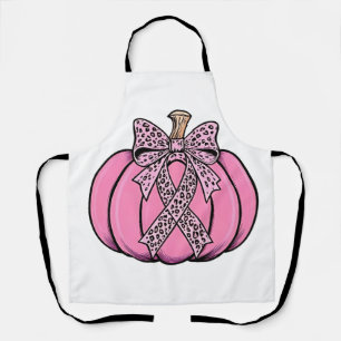 Roze lint pompoen gezicht Halloween borstkanker  Schort