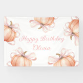 Roze lint pompoen verjaardag achtergrond banner (Horizontaal)