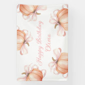 Roze lint pompoen verjaardagsachtergrond banner (Verticaal)